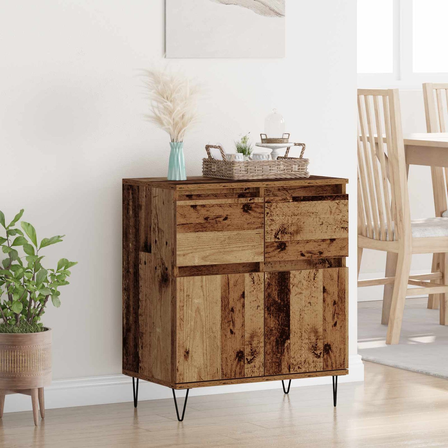 vidaXL Πλαϊνό γραφείο με συρτάρι Παλιό Ξύλο 60 x 35 x 70 cm