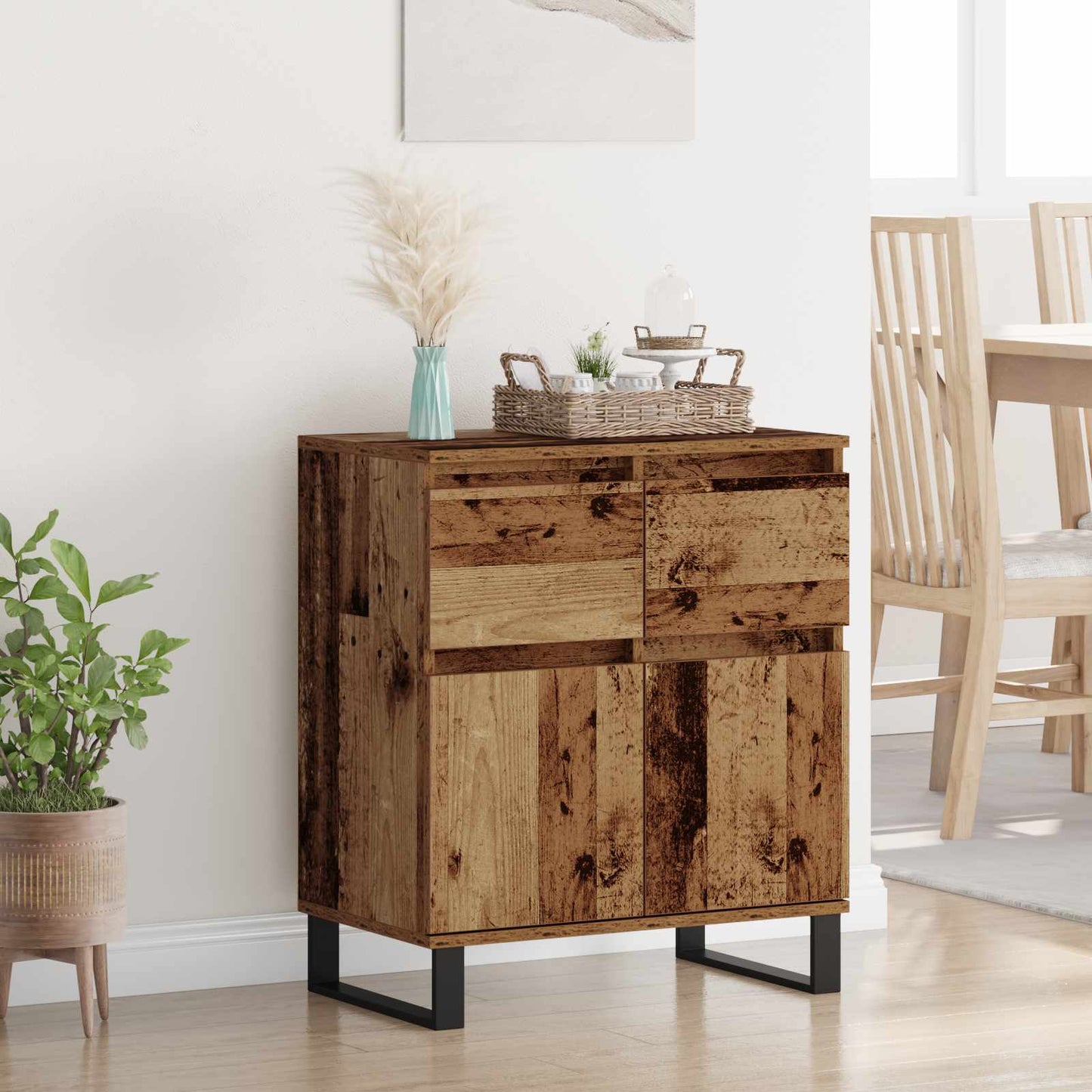 vidaXL Πλαϊνό γραφείο με συρτάρι Παλιό Ξύλο 60 x 35 x 70 cm