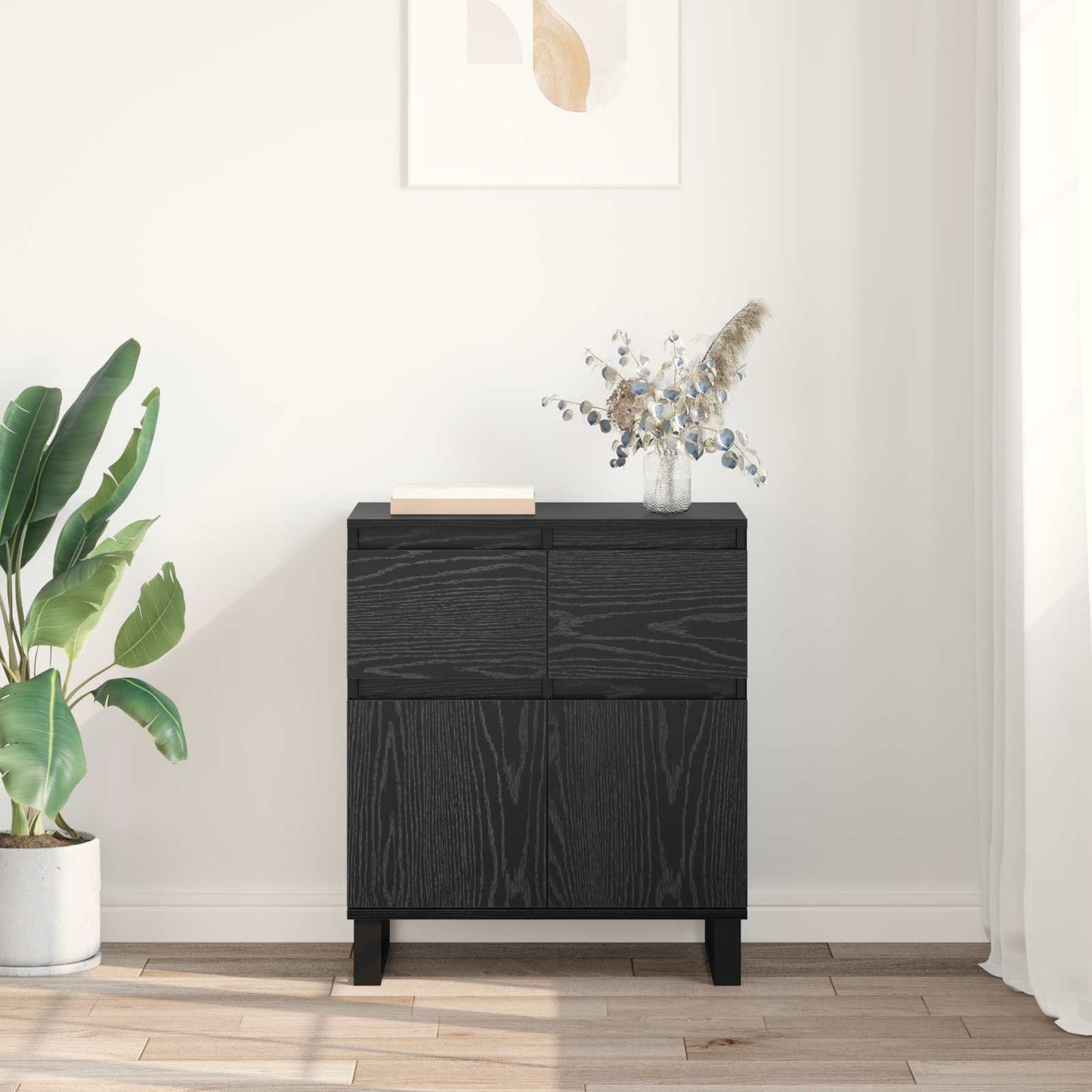 vidaXL Πλαϊνό γραφείο με συρτάρι Μαύρη Οξυά 60 x 35 x 70 cm