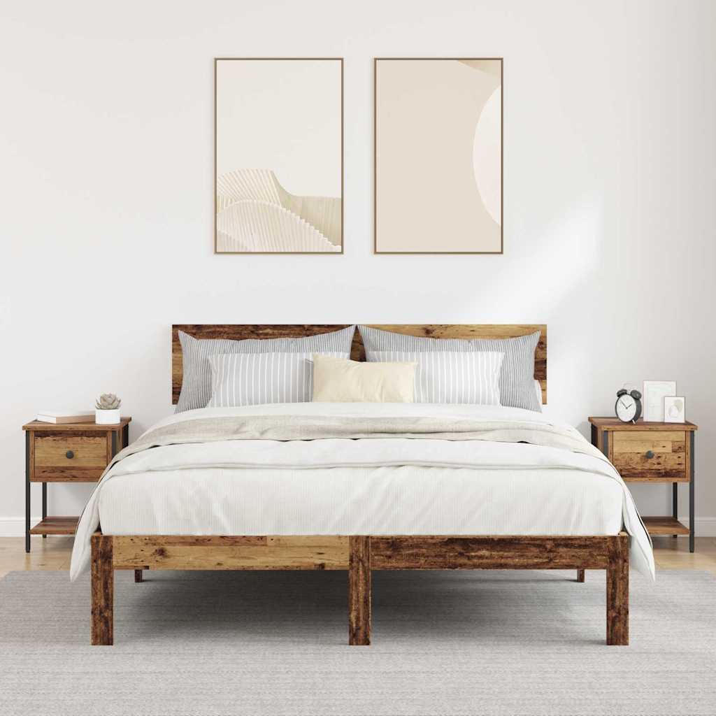 vidaXL Κομοδίνο 2 pcs Παλιό ξύλο 34 x 35,5 x 45 εκ Επεξεργασμένο ξύλο