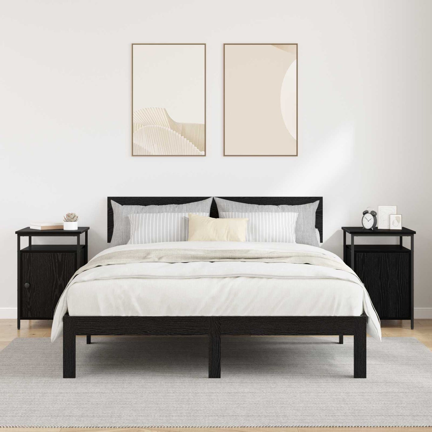vidaXL Κομοδίνο 2 τμχ. Μαύρη Οξυά 40 x 42 x 60 εκ. Επεξεργασμένο Ξύλο