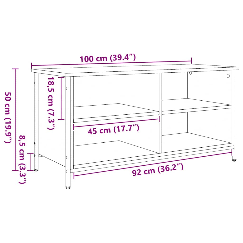 vidaXL Ντουλάπι TV Artisan Oak 100 x 40 x 50 cm Επεξεργασμένο ξύλο