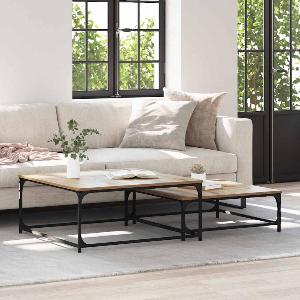 vidaXL Τραπεζάκι σαλονιού 2 pcs Artisan Oak Επεξεργασμένο ξύλο