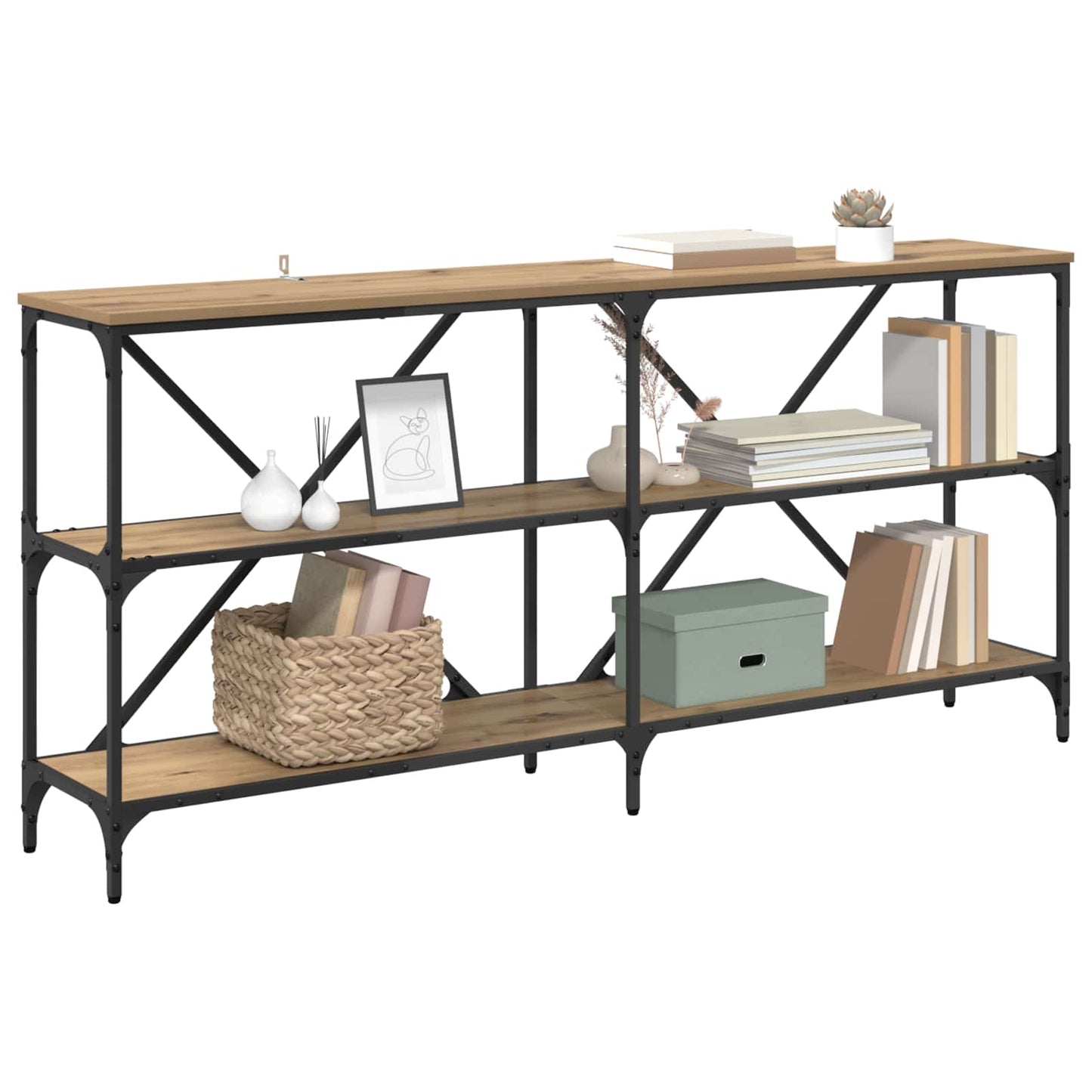vidaXL Τραπέζι κονσόλας με ράφι Artisan Oak 160 x 30 x 75 εκ