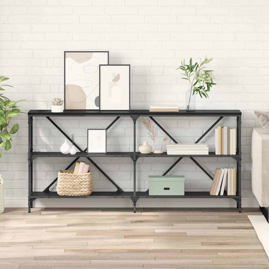 vidaXL Τραπέζι κονσόλας Μαύρη Οξυά 160 x 30 x 75 εκ Επεξεργασμένο ξύλο