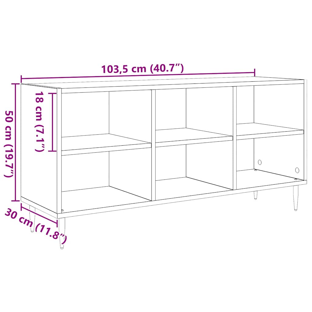 vidaXL Ντουλάπι TV Μαύρη Οξυά 103,5 x 30 x 50 εκ Επεξεργασμένο ξύλο