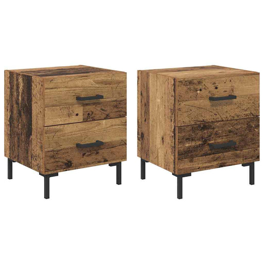 vidaXL Κομοδίνο 2 pcs Παλιό ξύλο 40 x 35 x 47,5 εκ Επεξεργασμένο ξύλο