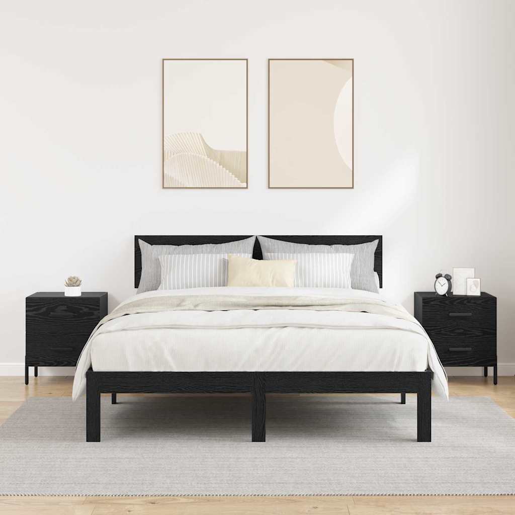vidaXL Κομοδίνο 2 pcs Μαύρη Οξυά 40 x 35 x 47,5 εκ Επεξεργασμένο ξύλο