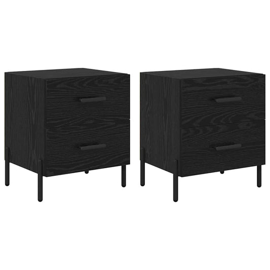 vidaXL Κομοδίνο 2 pcs Μαύρη Οξυά 40 x 35 x 47,5 εκ Επεξεργασμένο ξύλο