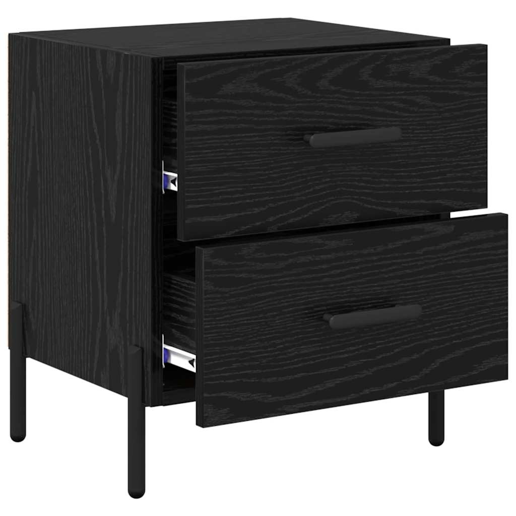 vidaXL Κομοδίνο 2 pcs Μαύρη Οξυά 40 x 35 x 47,5 εκ Επεξεργασμένο ξύλο