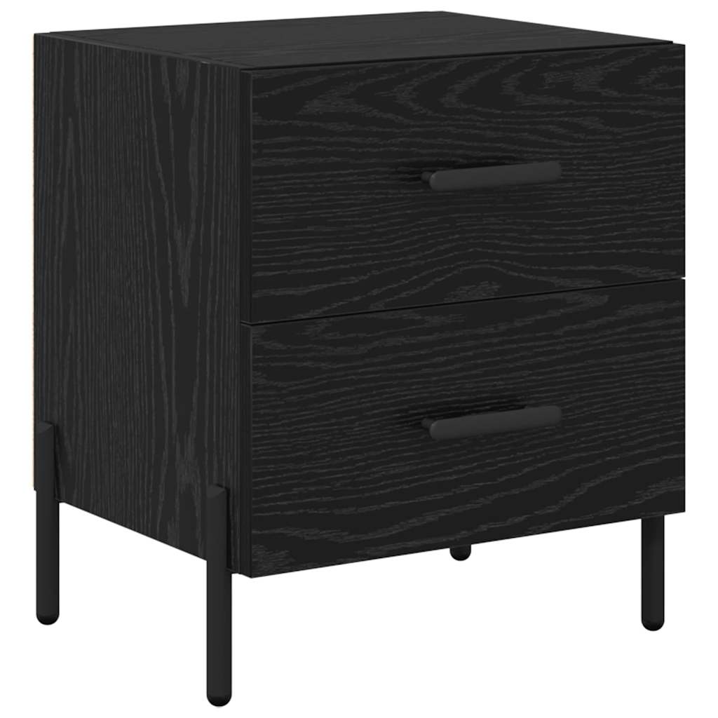 vidaXL Κομοδίνο 2 pcs Μαύρη Οξυά 40 x 35 x 47,5 εκ Επεξεργασμένο ξύλο
