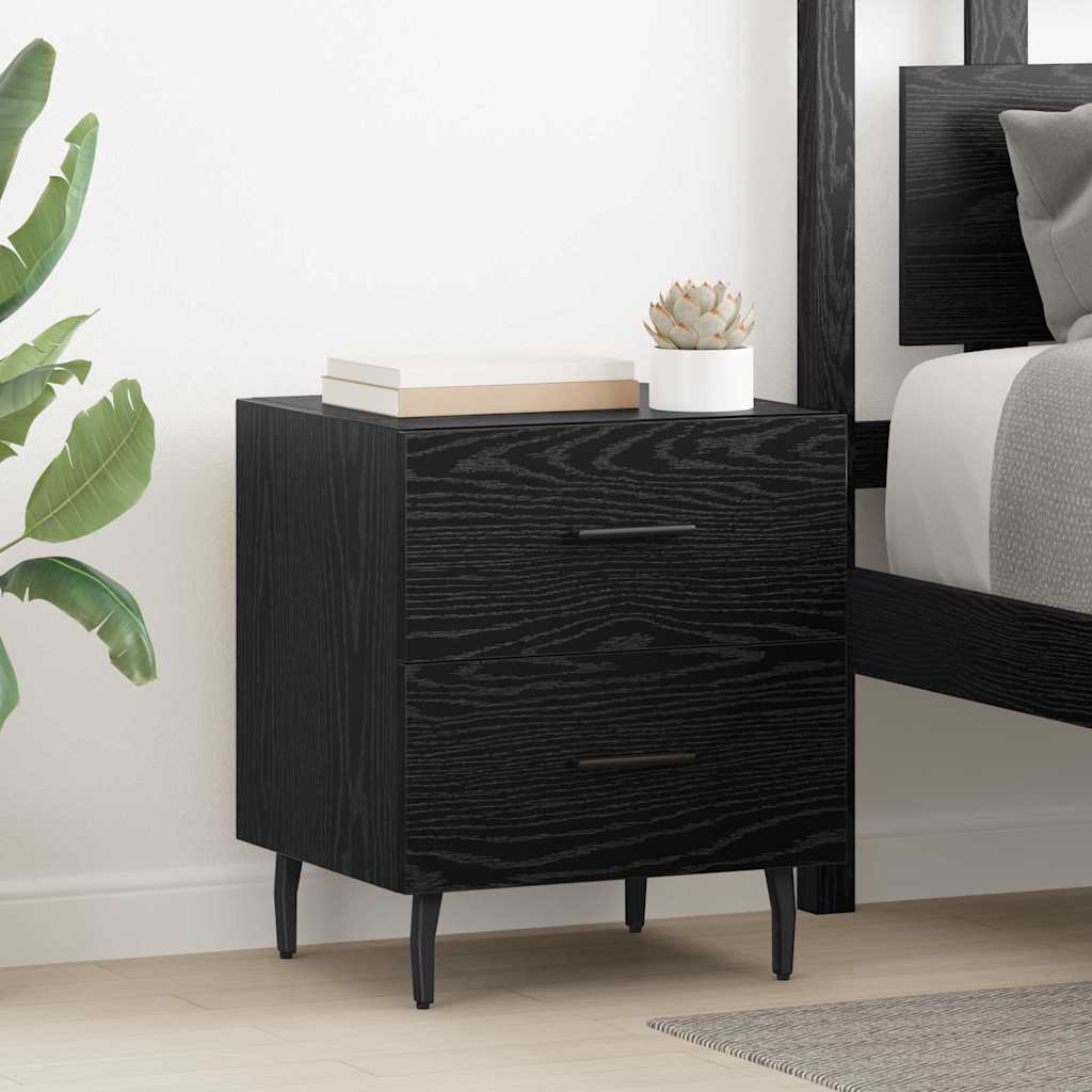 vidaXL Κομοδίνο 2 pcs Μαύρη Οξυά 40 x 35 x 47,5 εκ Επεξεργασμένο ξύλο