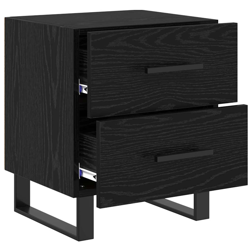 vidaXL Κομοδίνο 2 τμχ. Μαύρη Οξυά 40 x 35 x 47,5 εκ Επεξεργασμένο Ξύλο