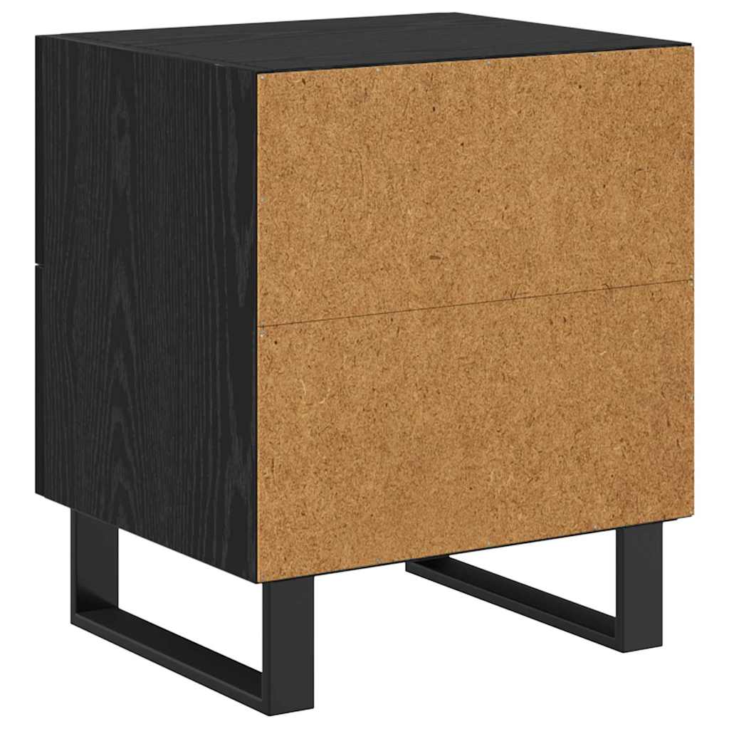 vidaXL Κομοδίνο 2 τμχ. Μαύρη Οξυά 40 x 35 x 47,5 εκ Επεξεργασμένο Ξύλο