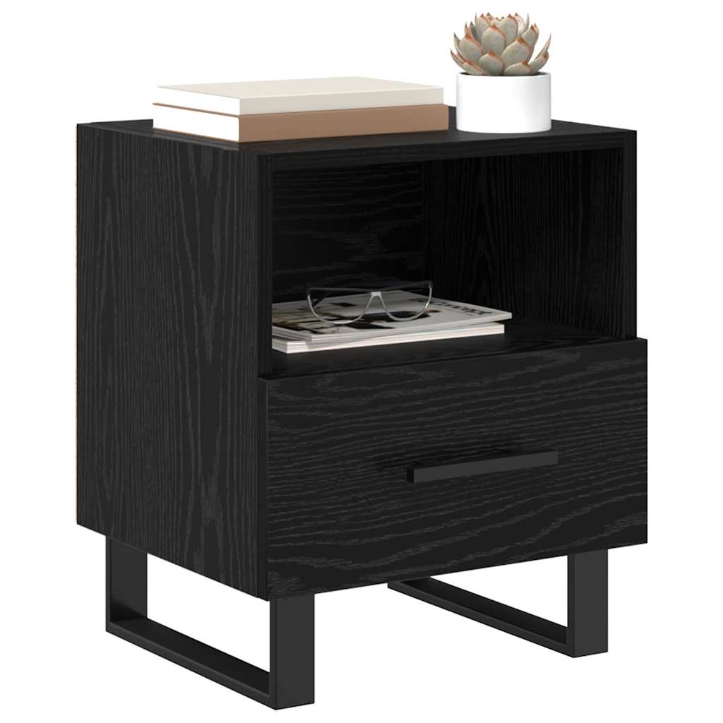 vidaXL Κομοδίνο 2 pcs Μαύρη Οξυά 40 x 35 x 47,5 εκ Επεξεργασμένο ξύλο