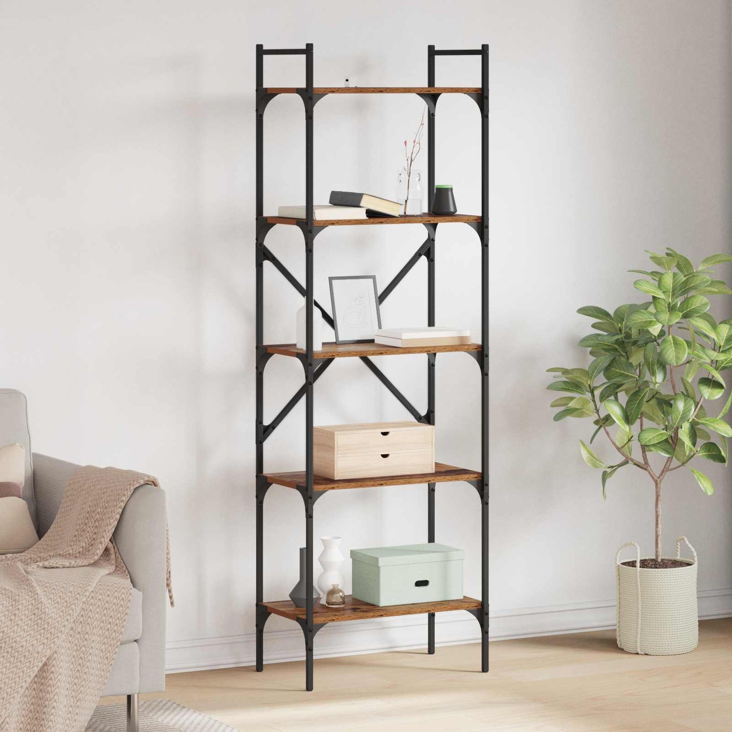 vidaXL Βιβλιοθήκη Παλιό Ξύλο 56 x 32 x 174 cm Επεξεργασμένο ξύλο