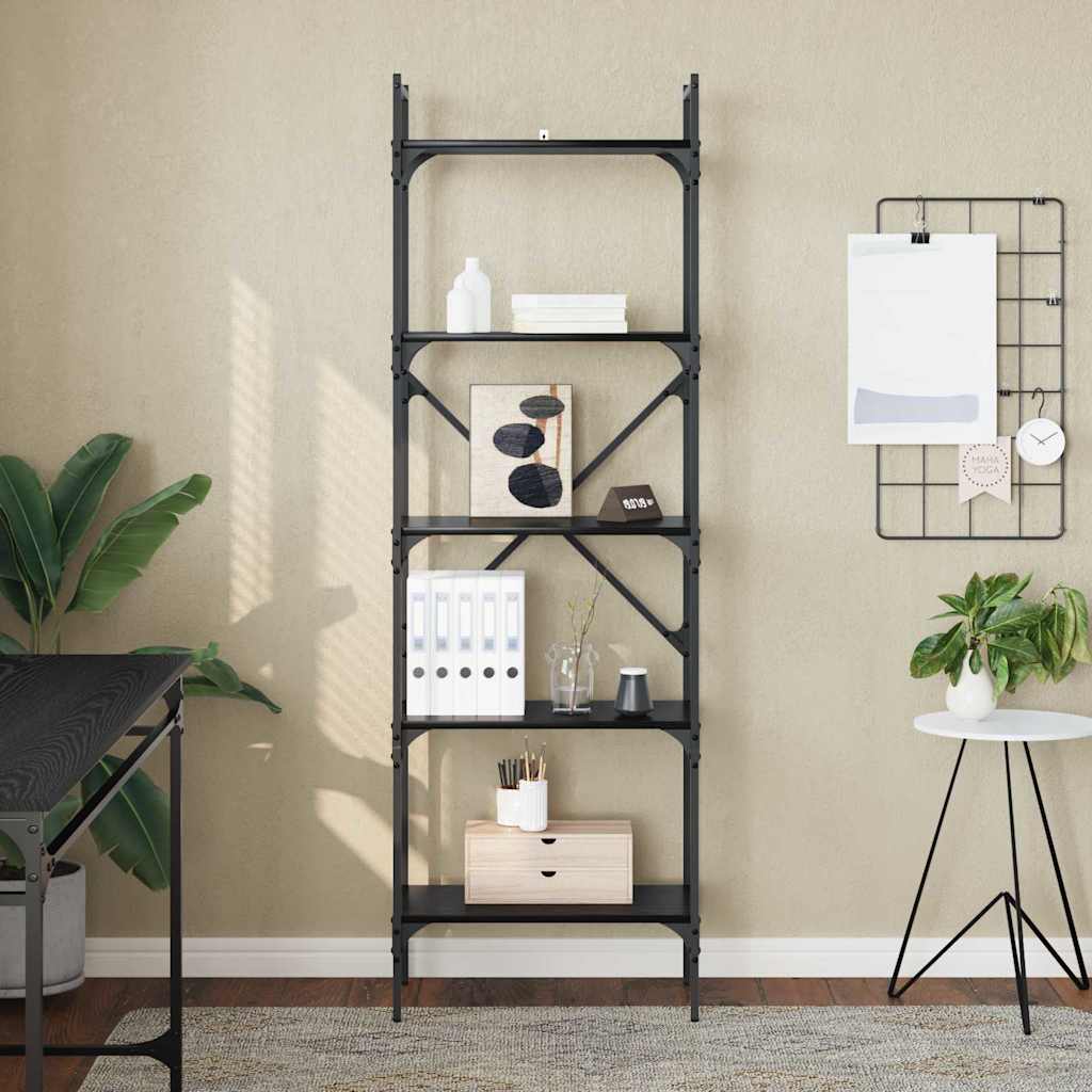 vidaXL Βιβλιοθήκη Μαύρη Οξυά 56 x 32 x 174 cm Επεξεργασμένο ξύλο