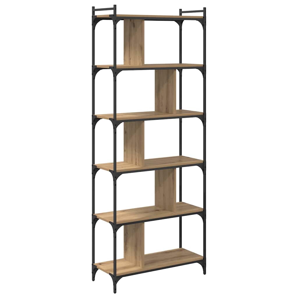 vidaXL Βιβλιοθήκη artisan δρυς 76 x 32 x 192 εκ. Επεξεργασμένο ξύλο