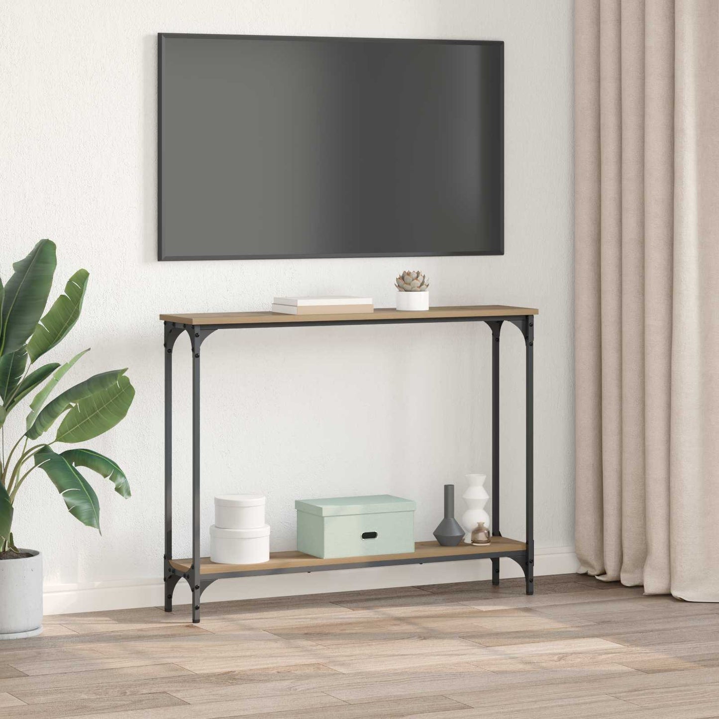 vidaXL Τραπέζι κονσόλας με ράφι Artisan Oak 100 x 22,5 x 75 εκ