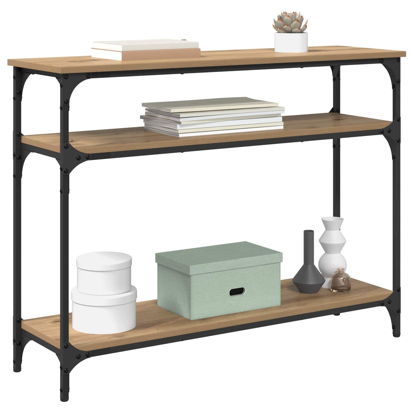 vidaXL Τραπέζι κονσόλας με ράφι Artisan Oak 100 x 29 x 75 εκ.