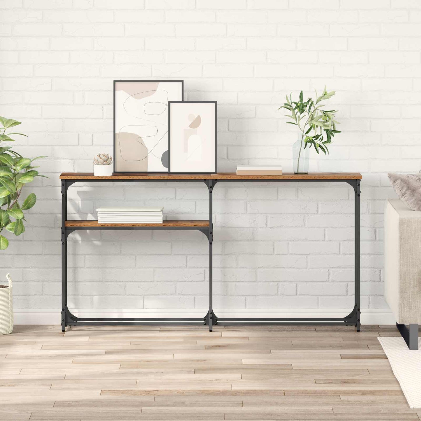 vidaXL ΤραπέζιΚονσόλας Παλιό Ξύλο 145 x 22,5 x 75 εκ.