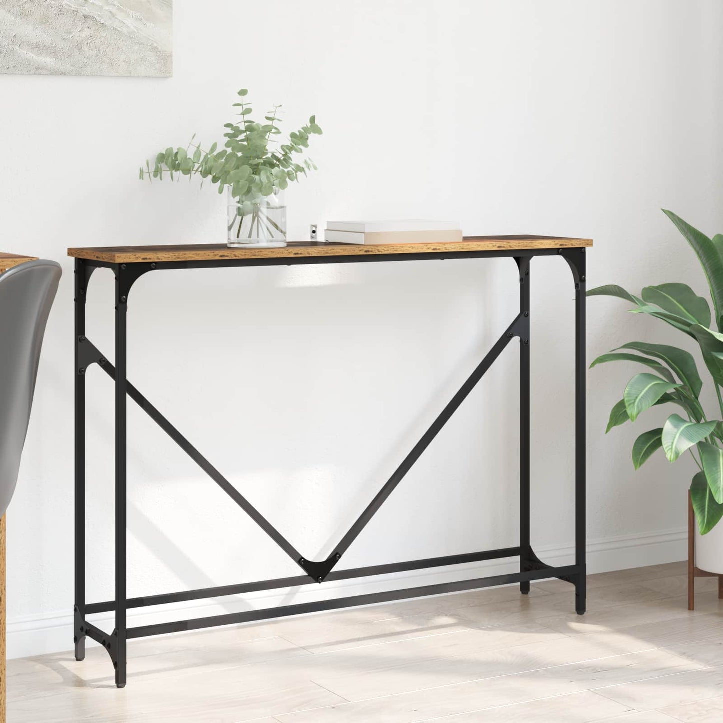 vidaXL Τραπέζι κονσόλας Παλιό Ξύλο 102 x 23 x 75 εκ Επεξεργασμένο ξύλο