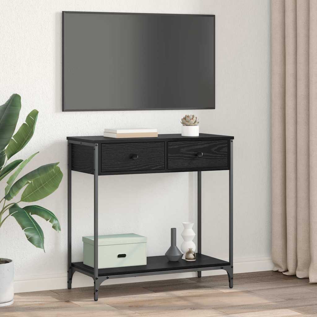 vidaXL Τραπέζι κονσόλας με συρτάρι Μαύρη Οξυά 75 x 34,5 x 75 εκ