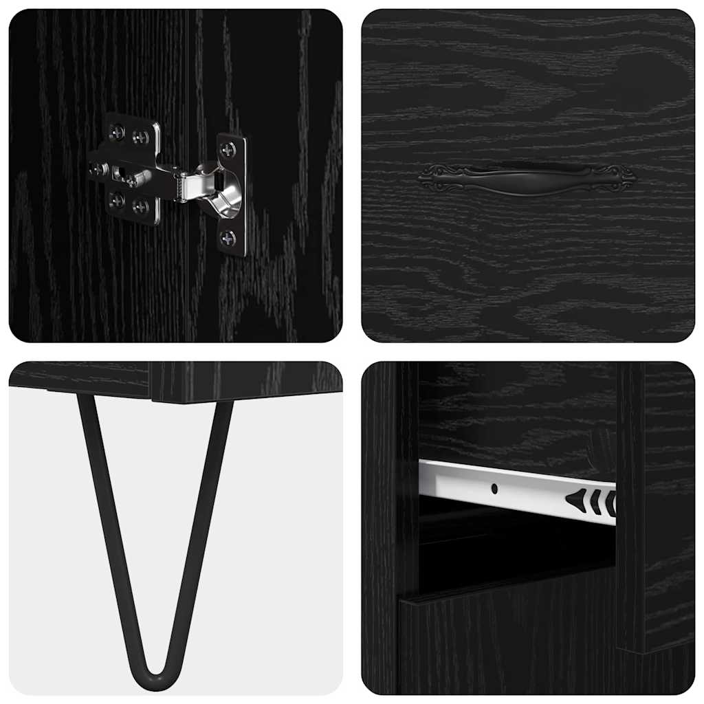 vidaXL Πλαϊνό γραφείο Μαύρη Οξυά 69,5 x 34 x 90 εκ. Επεξεργασμένο ξύλο