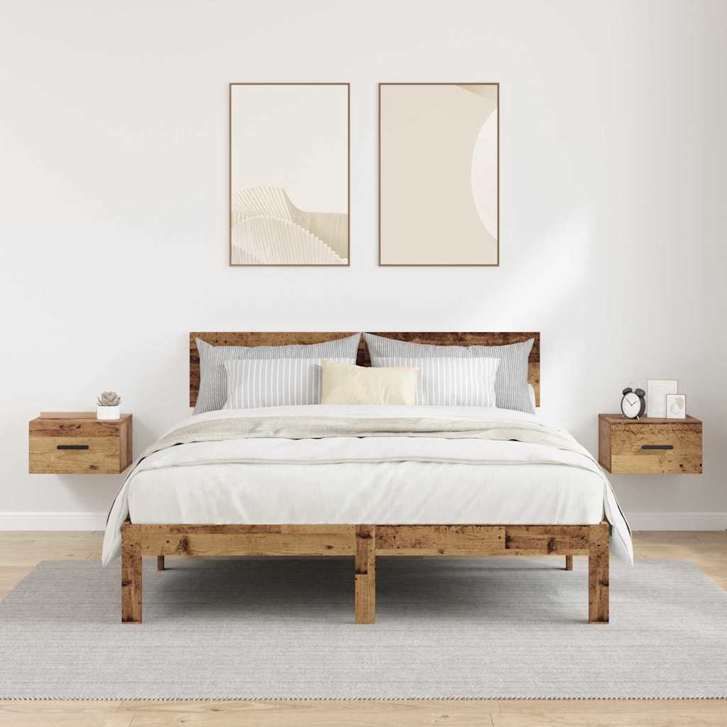 vidaXL Κομοδίνο 2 τμχ. 35 x 35 x 20 εκ Επεξεργασμένο Ξύλο Παλιό ξύλο