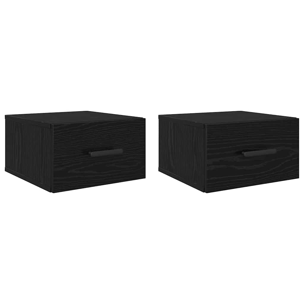 vidaXL Κομοδίνο 2 τμχ. 35 x 35 x 20 εκ Επεξεργασμένο Ξύλο Μαύρη Οξυά