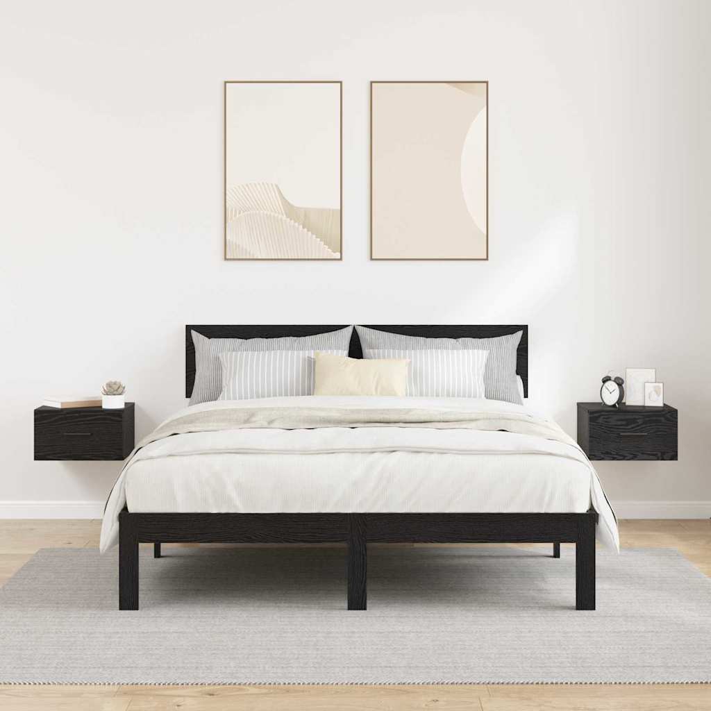 vidaXL Κομοδίνο 2 pcs Μαύρη δρυς 35 x 35 x 20 εκ Επεξεργασμένο ξύλο