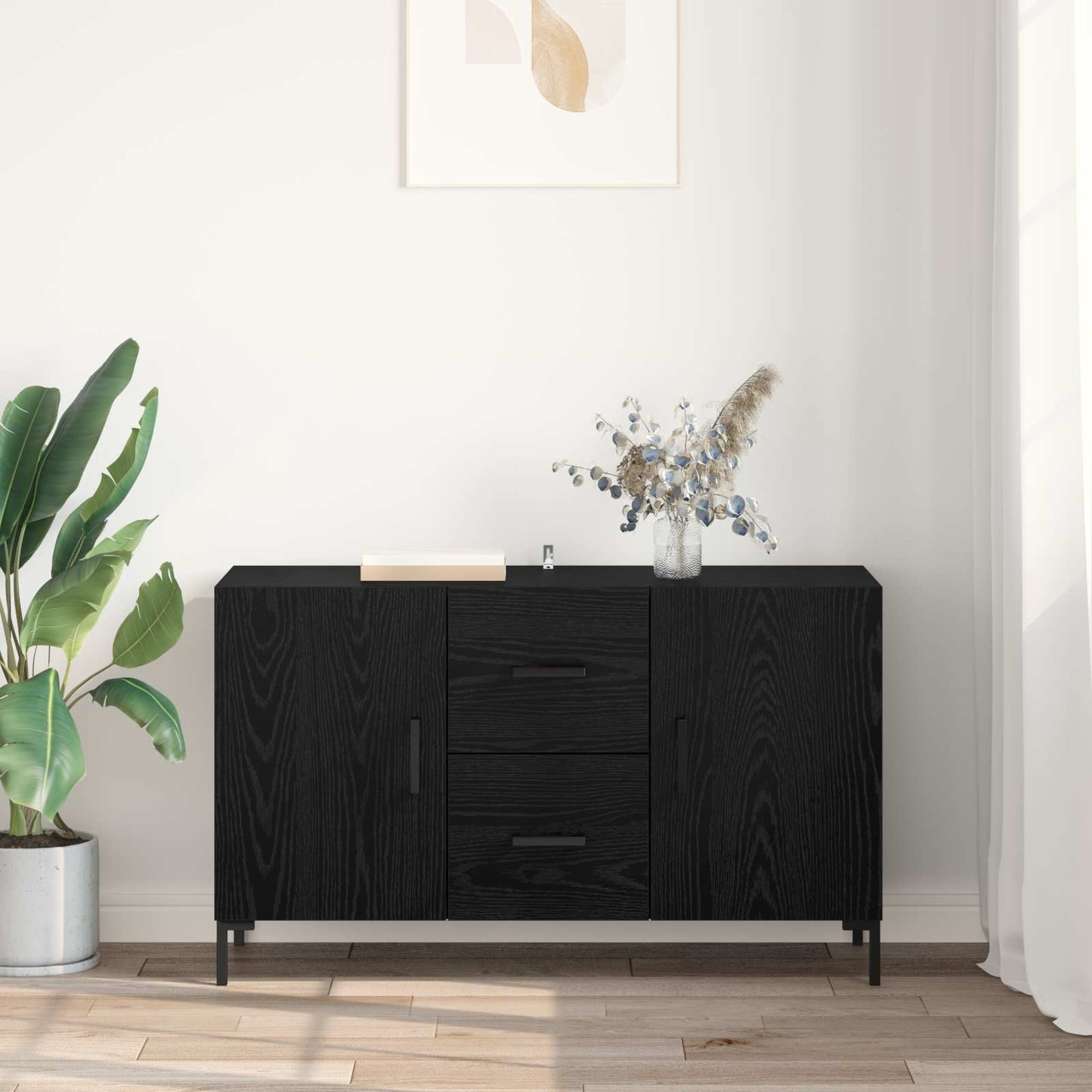 vidaXL Πλαϊνό γραφείο Μαύρη Οξυά 100 x 36 x 60 εκ. Επεξεργασμένο ξύλο