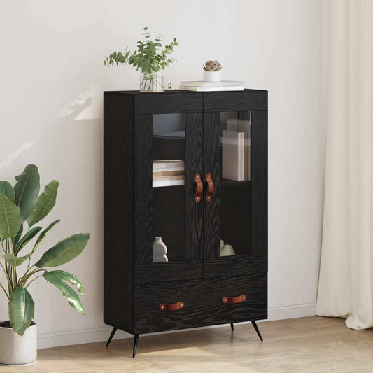 vidaXL Highboard Μαύρη Οξυά 69,5 x 31 x 115 εκ. Σύνθετο Ξύλο και Γυαλί