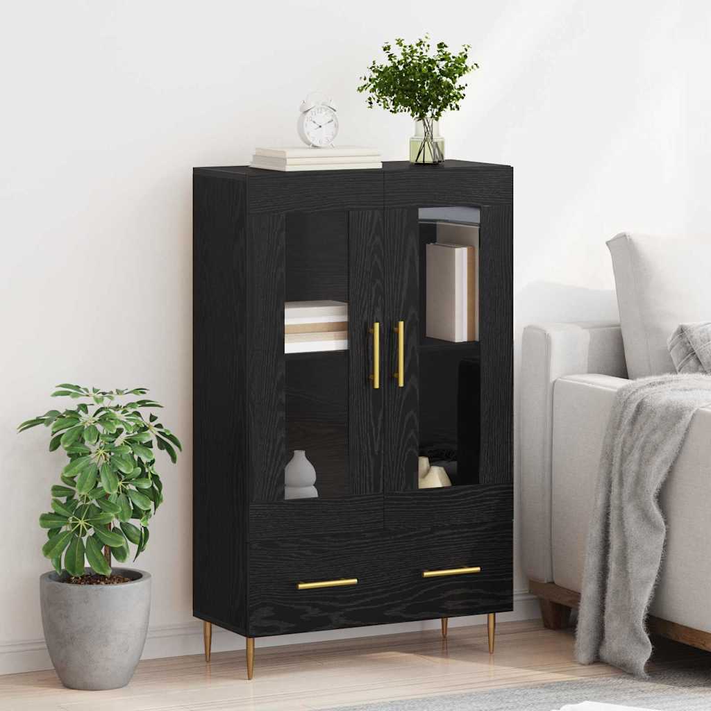 vidaXL Highboard Μαύρη Οξυά 69,5 x 31 x 115 εκ. Σύνθετο Ξύλο και Γυαλί