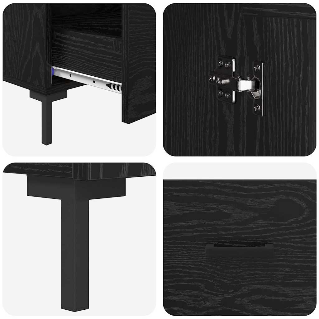 vidaXL Highboard Μαύρη Οξυά 69,5 x 31 x 115 εκ. Επεξεργασμένο ξύλο