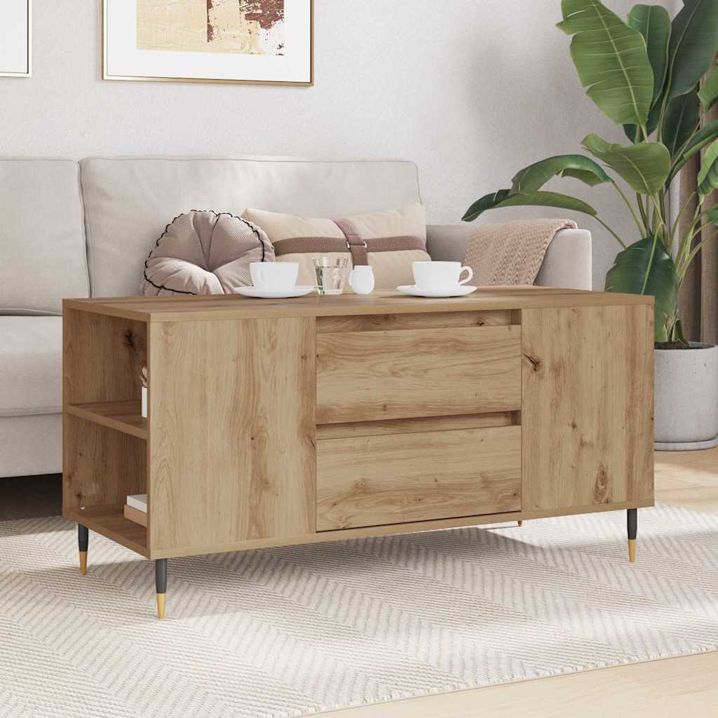 vidaXL Τραπεζάκι σαλονιού με συρτάρι Artisan Oak 102 x 44,5 x 50 εκ