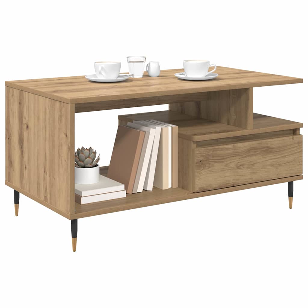 vidaXL Τραπεζάκι σαλονιού με συρτάρι Artisan Oak 90 x 49 x 45 εκ
