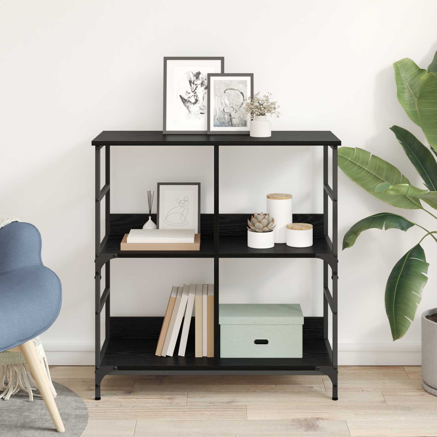 vidaXL Ράφι Βιβλίων Μαύρη δρυς 78.5 x 33 x 82 εκ Επεξεργασμένο ξύλο