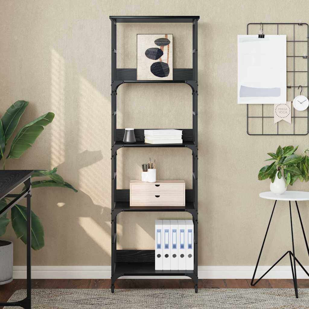 vidaXL Ράφι Βιβλίων Μαύρη Οξυά 50 x 33 x 153 εκ Επεξεργασμένο ξύλο