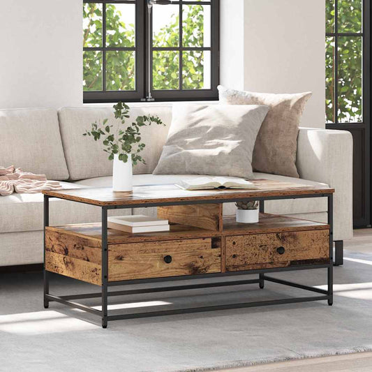 vidaXL Τραπεζάκι σαλονιού με συρτάρι Παλαιό ξύλο 100 x 51 x 45 cm