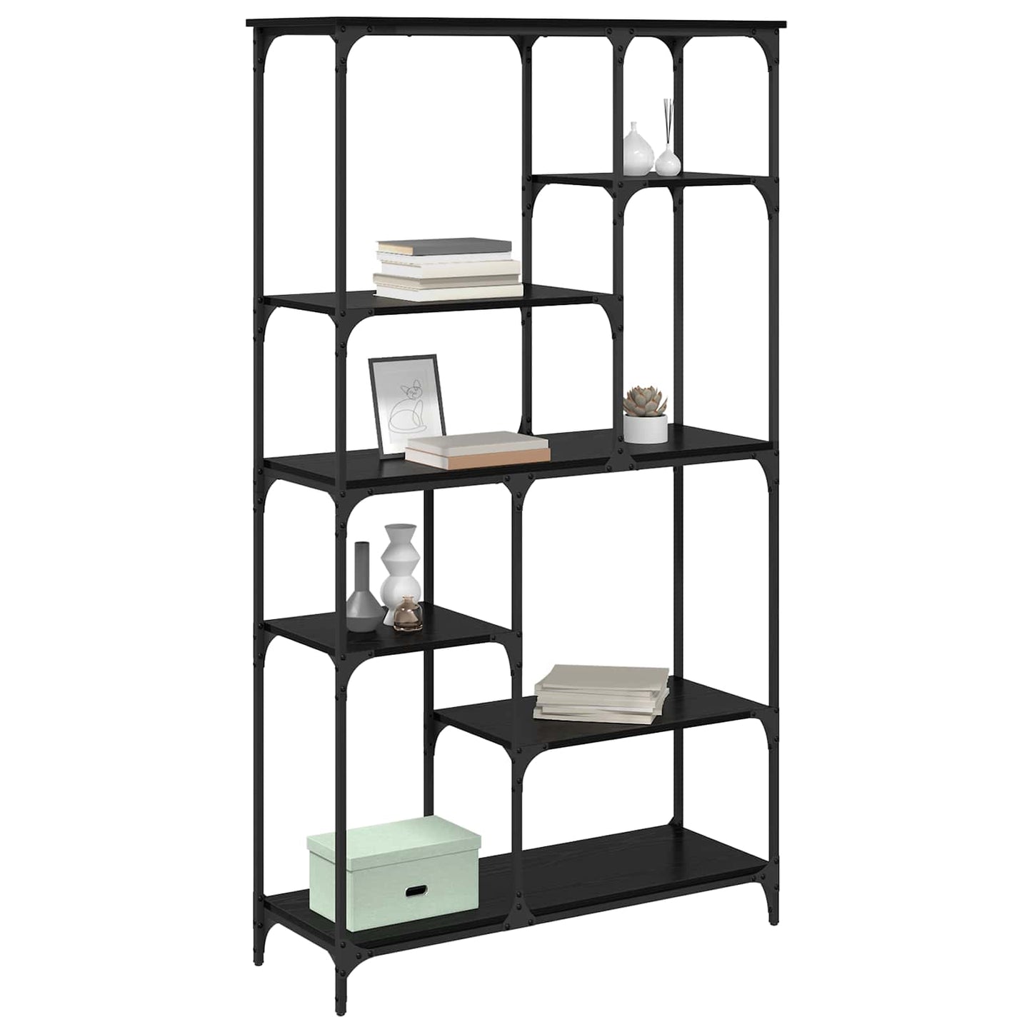 vidaXL Ράφι Βιβλίων Μαύρη Οξυά 99 x 35,5 x 176 cm Επεξεργασμένο ξύλο