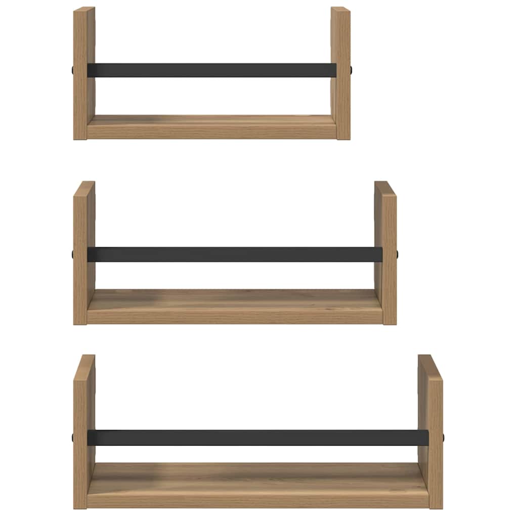 vidaXL Σετ ραφιών τοίχου με ράφι 3 pcs Artisan Oak 40x16x14εκ.