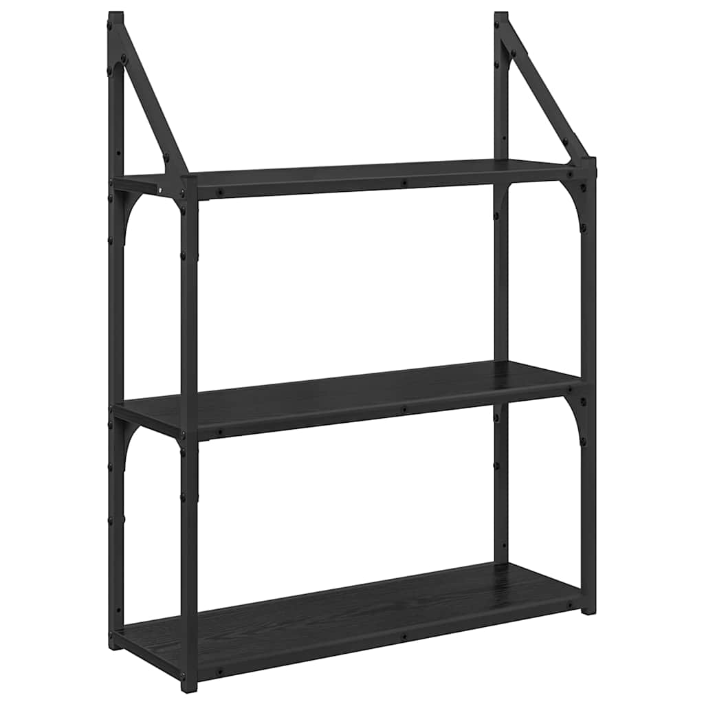 vidaXL Ράφι Τοίχου Μαύρη Οξυά 60 x 21 x 78,5 cm Επεξεργασμένο ξύλο