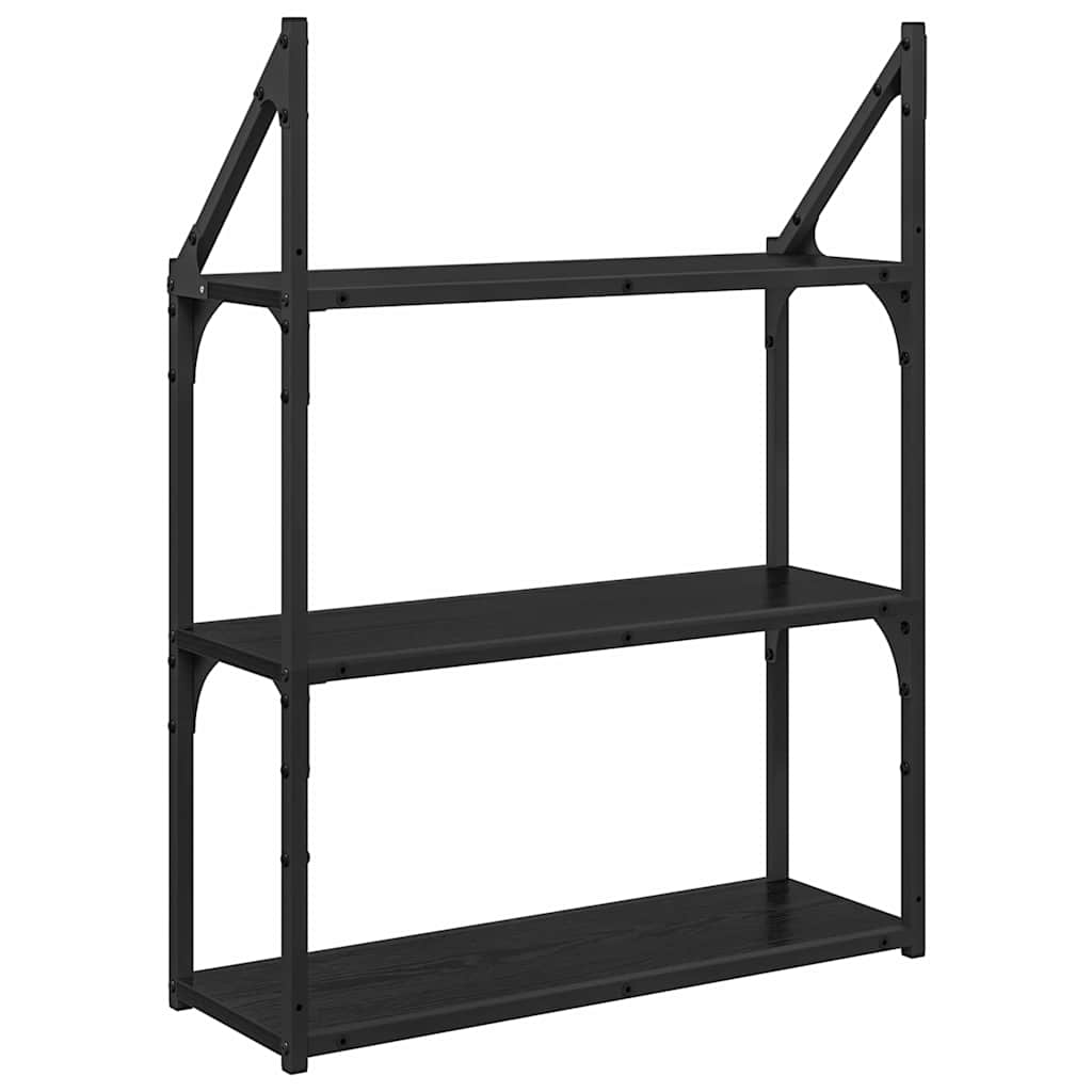 vidaXL Ράφι Τοίχου Μαύρη Οξυά 60 x 21 x 78,5 cm Επεξεργασμένο ξύλο