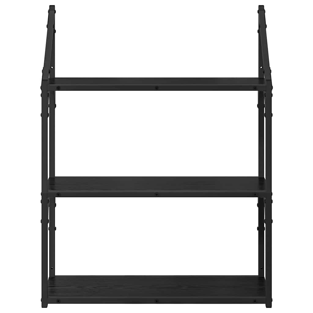 vidaXL Ράφι Τοίχου Μαύρη Οξυά 60 x 21 x 78,5 cm Επεξεργασμένο ξύλο