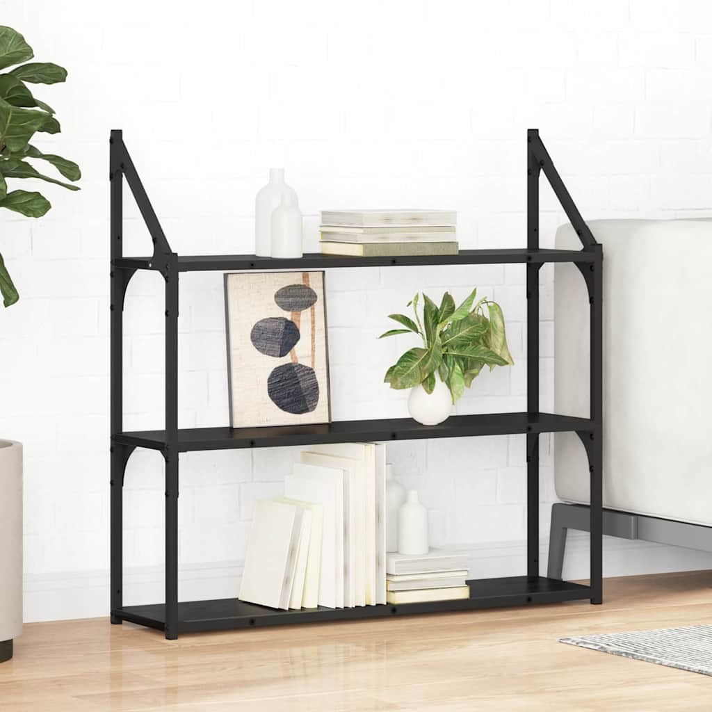 vidaXL Ράφι Τοίχου Μαύρη Οξυά 80 x 21 x 78,5 cm Επεξεργασμένο ξύλο