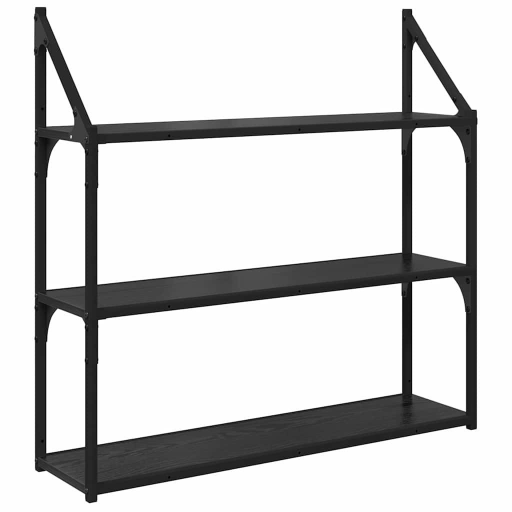 vidaXL Ράφι Τοίχου Μαύρη Οξυά 80 x 21 x 78,5 cm Επεξεργασμένο ξύλο