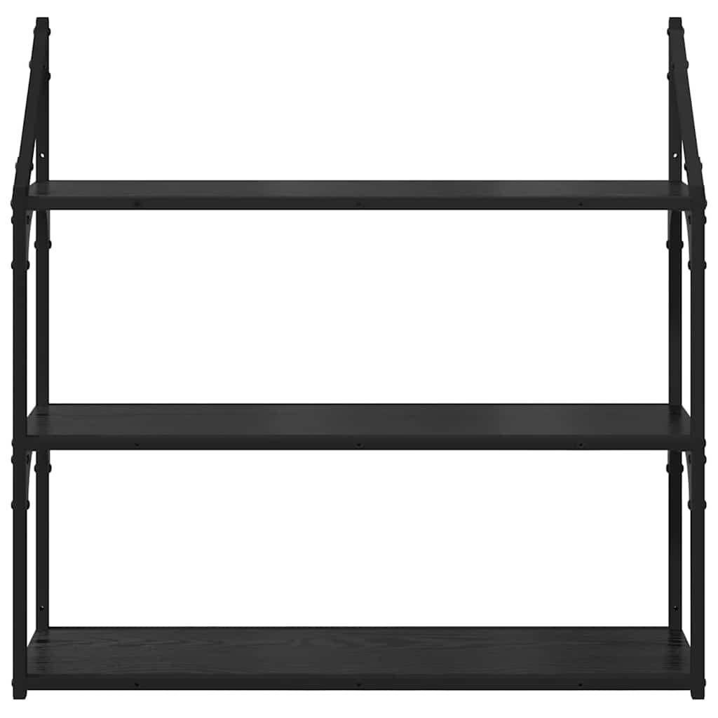 vidaXL Ράφι Τοίχου Μαύρη Οξυά 80 x 21 x 78,5 cm Επεξεργασμένο ξύλο
