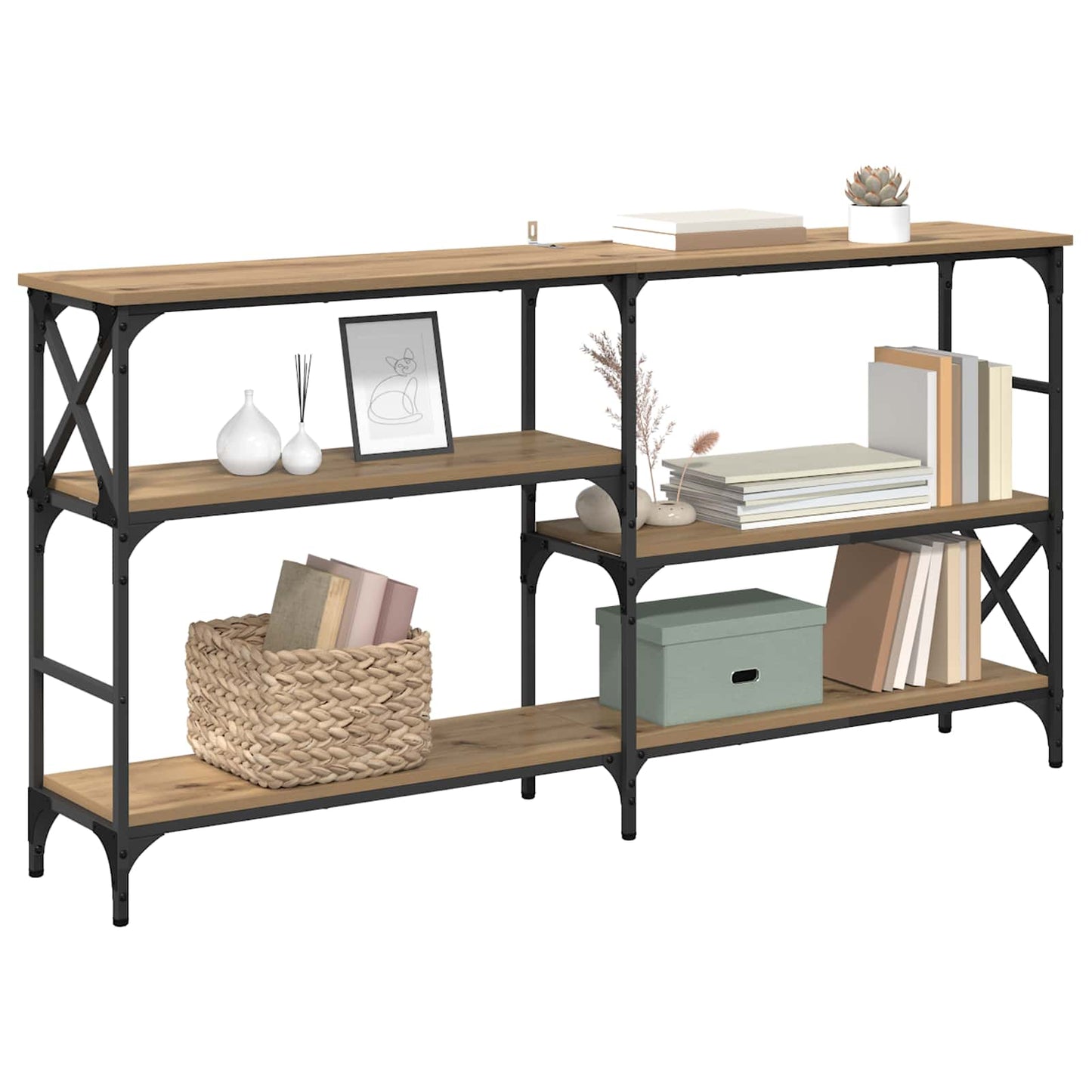 vidaXL Τραπέζι κονσόλας με ράφι Artisan Oak 150 x 29 x 76,5 εκ