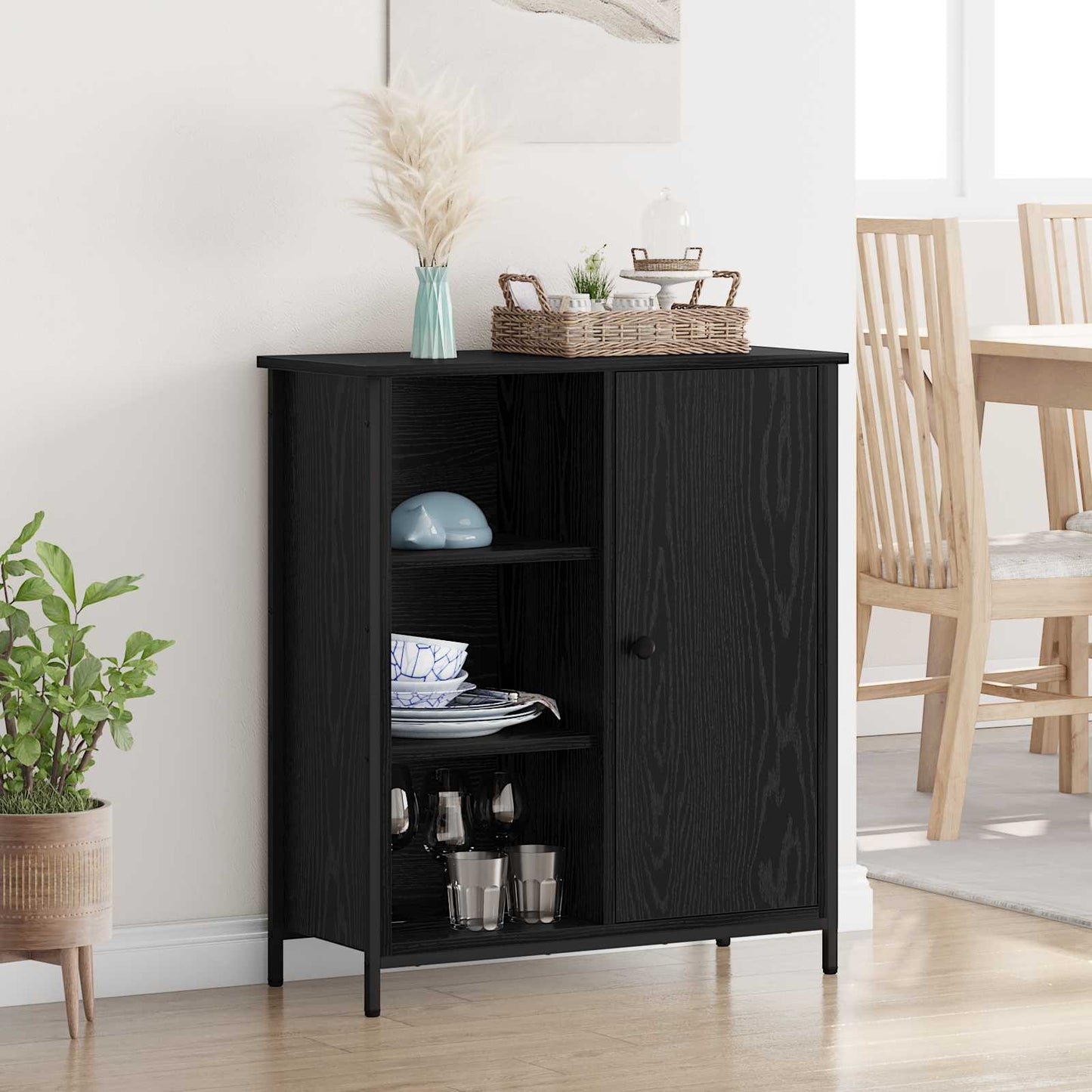 vidaXL Πλαϊνό γραφείο Μαύρη Οξυά 70 x 30 x 80 εκ. Επεξεργασμένο ξύλο